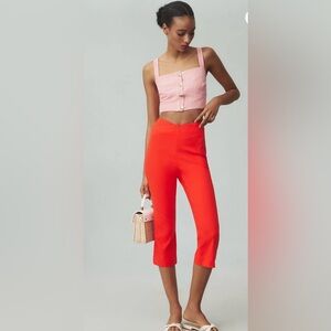 NWT ANTHRO X MAEVE 14  Structured Bombshell Capri Pants in red